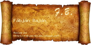 Fábján Baján névjegykártya